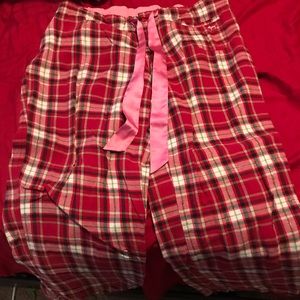 Pink red and plaid pj bottoms
